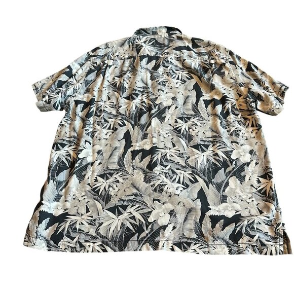 Tommy Bahama Silk Blend Button-Down Shirt Short Sleeve Grey White XXL 2XL Men's - Picture 7 of 11